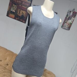 Ann Taylor Ribbed Sleeveless Tank Top - Gray